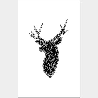 White Lines Stag Trophey Head Posters and Art